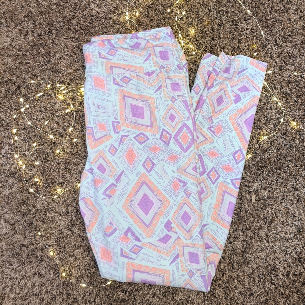 Lularoe geometry print pastel  mint leggings tc